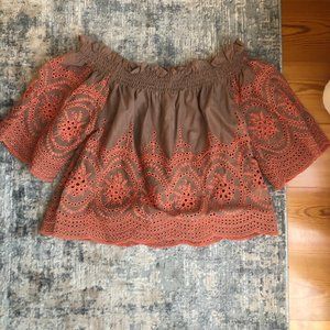 Off The Shoulder Eyelet Top